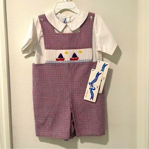 NWT SILLY GOOSE BY VIVA LA FETE HAND SMOCKED VINTAGE JUMPER SET Size 4T